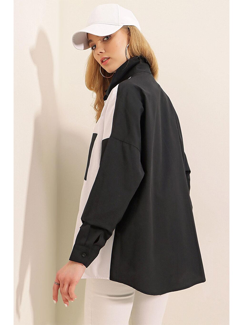 20116 Blok Renkli Gömlek - Siyah-4