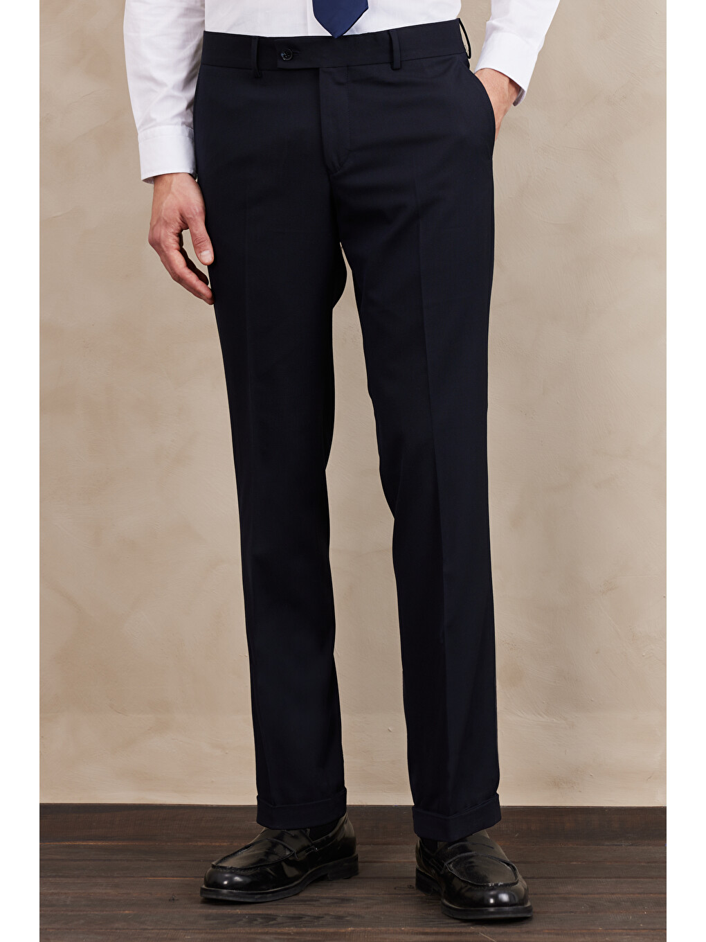 Erkek Mavi Slim Fit Dar Kesim Mono Yaka Ekose Desenli Çift Pantolonlu Takım Elbise-6