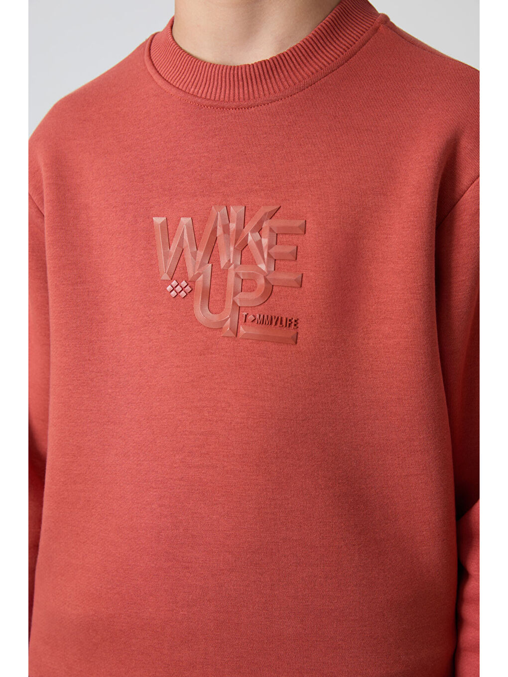 Kahverengi Kiremit-Lacivert Pamuklu Kalın İçi Tüylü Yumuşak Dokulu Standart Fit Baskılı Erkek Çocuk Eşofman Ta-3