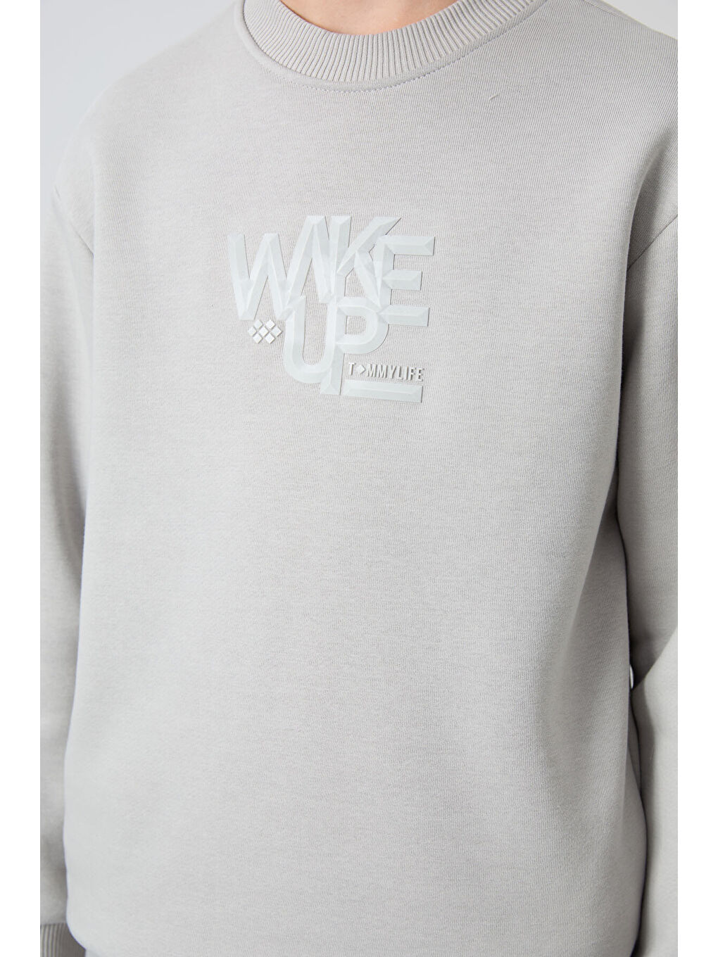 Bej Taş Pamuklu Kalın İçi Tüylü Yumuşak Dokulu Standart Fit Baskılı Erkek Çocuk Eşofman Takım - 11253-2