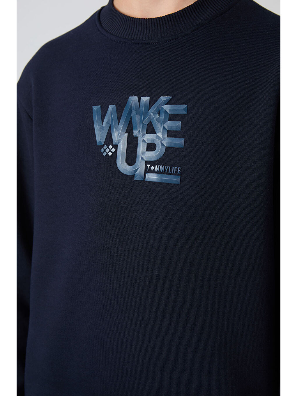 Lacivert Pamuklu Kalın İçi Tüylü Yumuşak Dokulu Standart Fit Baskılı Erkek Çocuk Eşofman Takım - 11-4