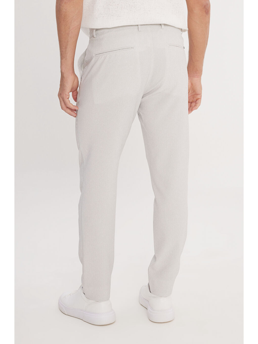 Erkek Gri Slim Fit Dar Kesim Beli Bağlamalı Yan Cepli Casual Jogger Pantolon-7