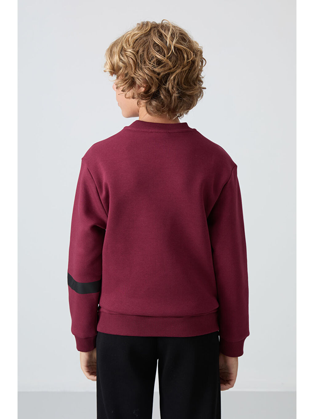 Mor Erguvan Pamuklu Kalın İçi Tüylü Yumuşak Dokulu Standart Fit Baskılı Erkek Çocuk Sweatshirt - 11238-4