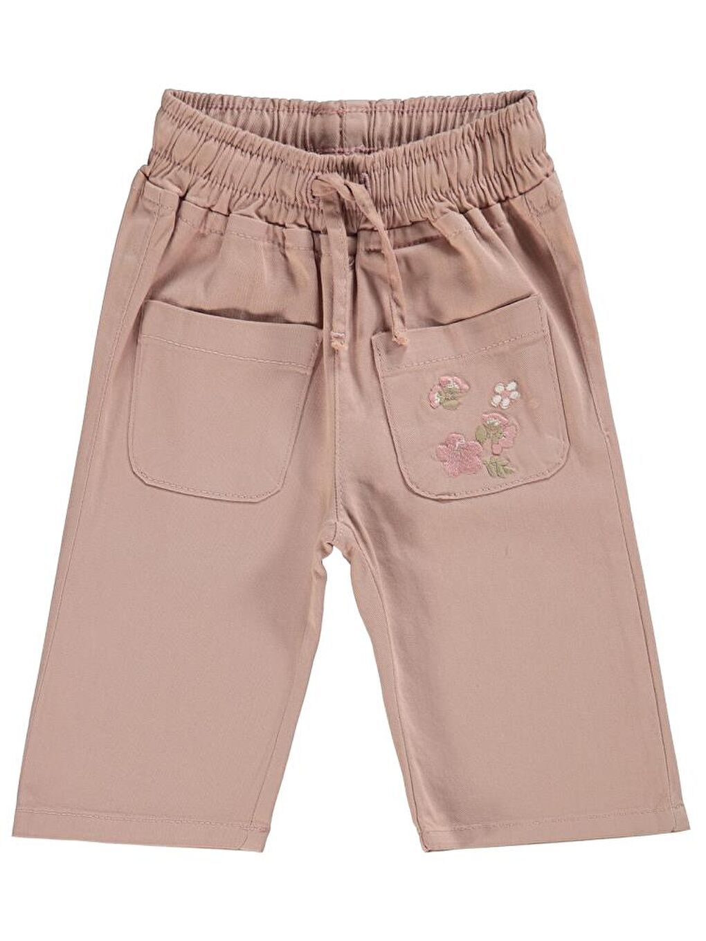 Pembe Baby Çiçek Nakışlı İspanyol Paça 6-18 Ay Pantolon - Pudra9-12 Ay