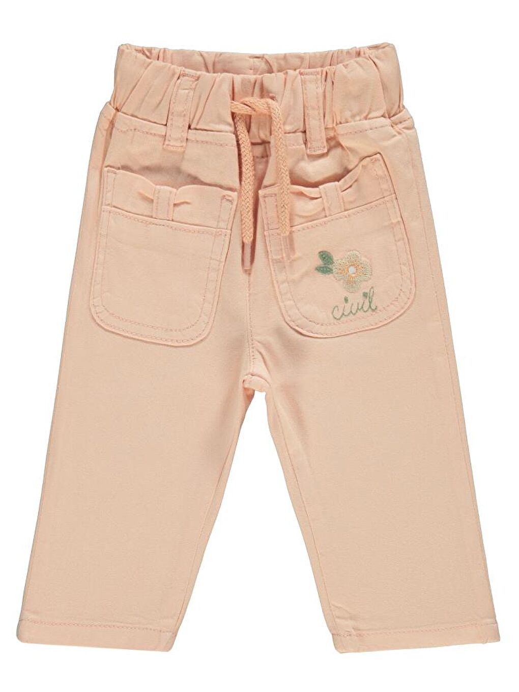 Pembe Baby Çiçek Nakışlı 6-18 Ay Pantolon - Pudra18-24 Ay