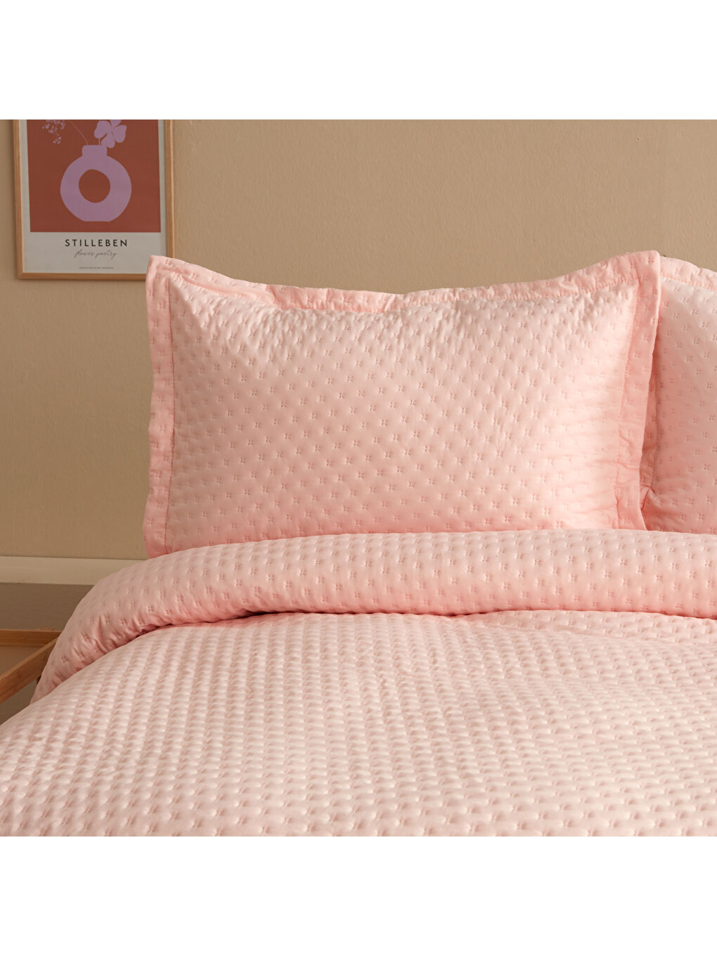 Pembe Bedspreado Yıkanmış Mikro Pudra Yatak Örtüsü Set Tek Kişilik 160x220 ( Yastık Kılıflı)