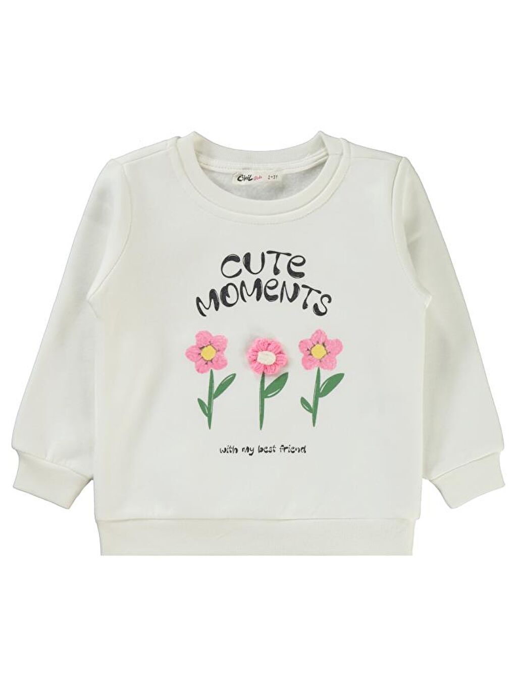Girls Moment Baskılı 2-5 Yaş Sweatshirt - Ekru 2-3 Yaş-2