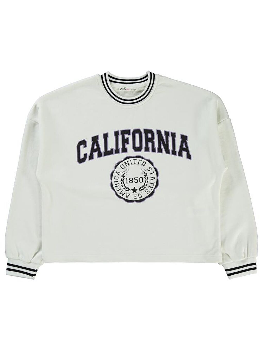 Girls California Baskılı 10-13 Yaş Sweatshirt - Ekru 12-13 Yaş