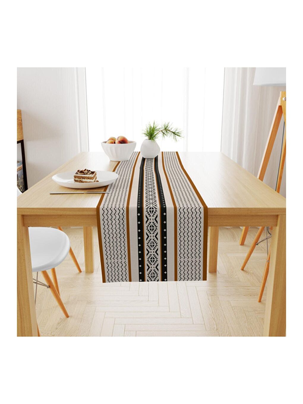 Karışık Kadife Dokuma Özel Tasarım Etnik Desenli Runner 40x140 cm