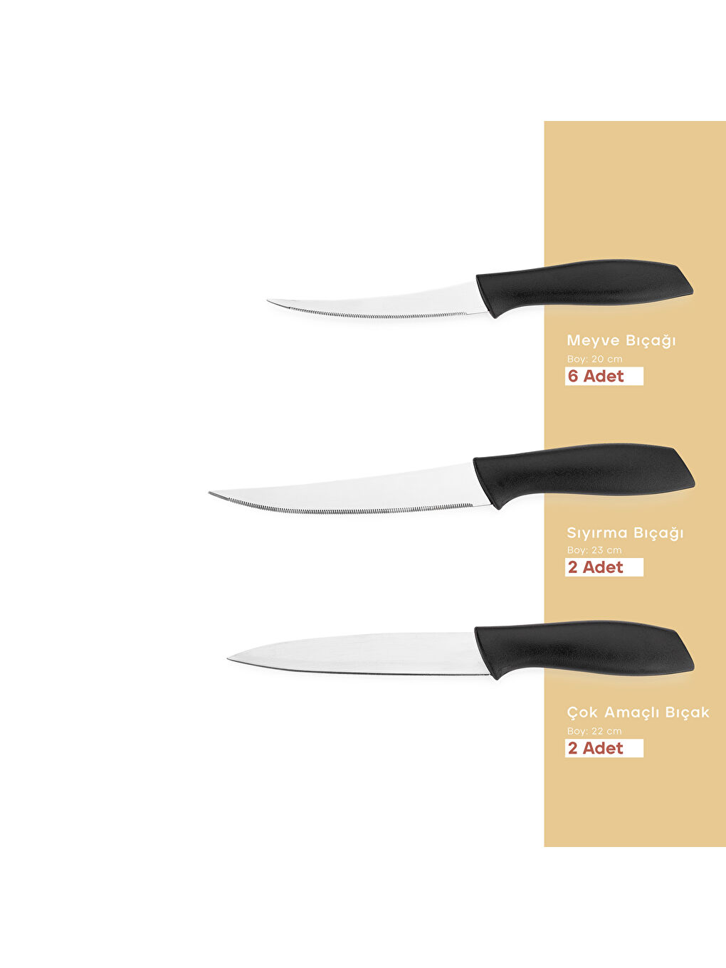 Quick Chef Bıçak Seti 10 Parça-Siyah-1