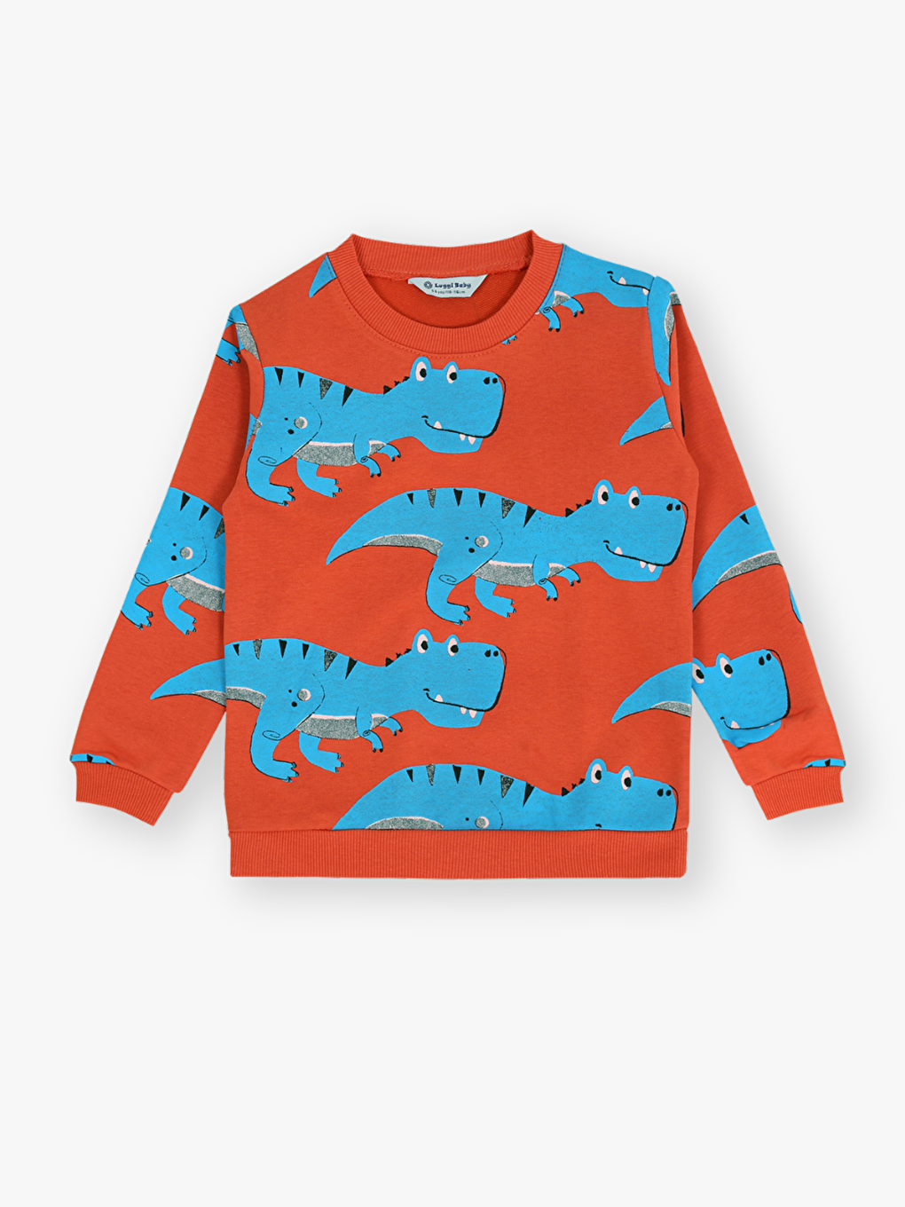Kahverengi Bisiklet Yaka Baskılı Erkek Bebek Sweatshirt ve Eşofman Alt 2'li-1