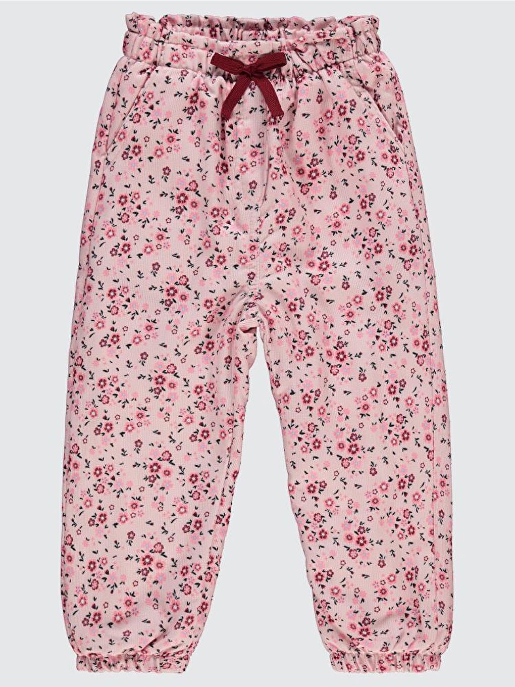Pembe Girls Çıtı Çiçek Desen 2-5 Yaş Pantolon - Pudra 4-5 Yaş-1