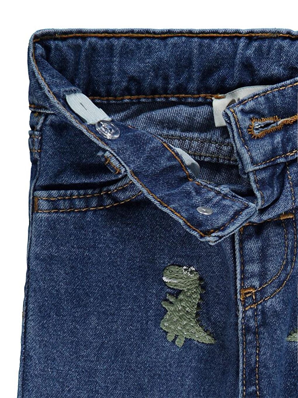 Baby Dinozor Nakış Straight 6-18 Ay Pantolon - Mavi 18-24 Ay-1