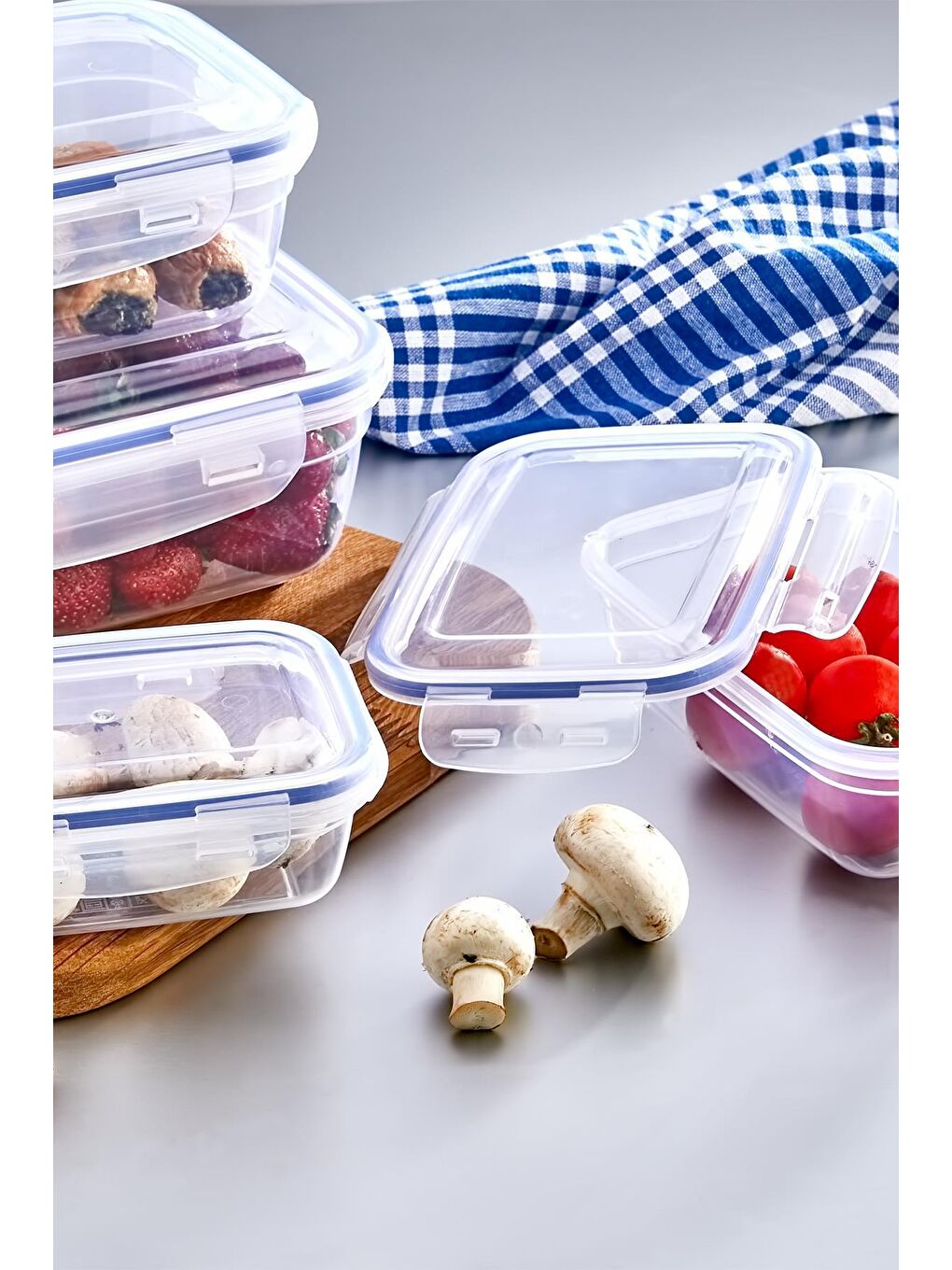 Beyaz Dikdörtgen Sızdırmaz Vakum Kapaklı 4 Adet Saklama Kabı | Saklama Kap Seti-2