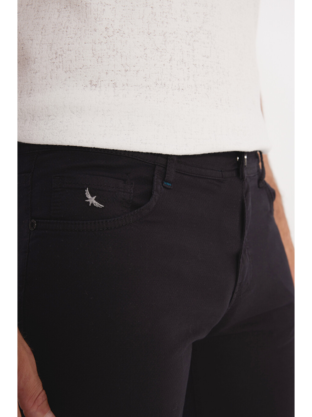 Erkek Siyah Slim Fit Dar Kesim 5 Cep Pamuklu Armürlü Esnek Pantolon-4