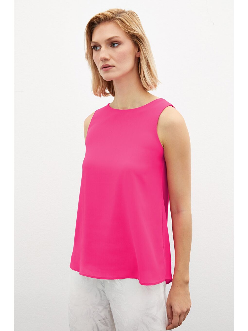 Kolsuz Salaş Bluz - Fuşya-1