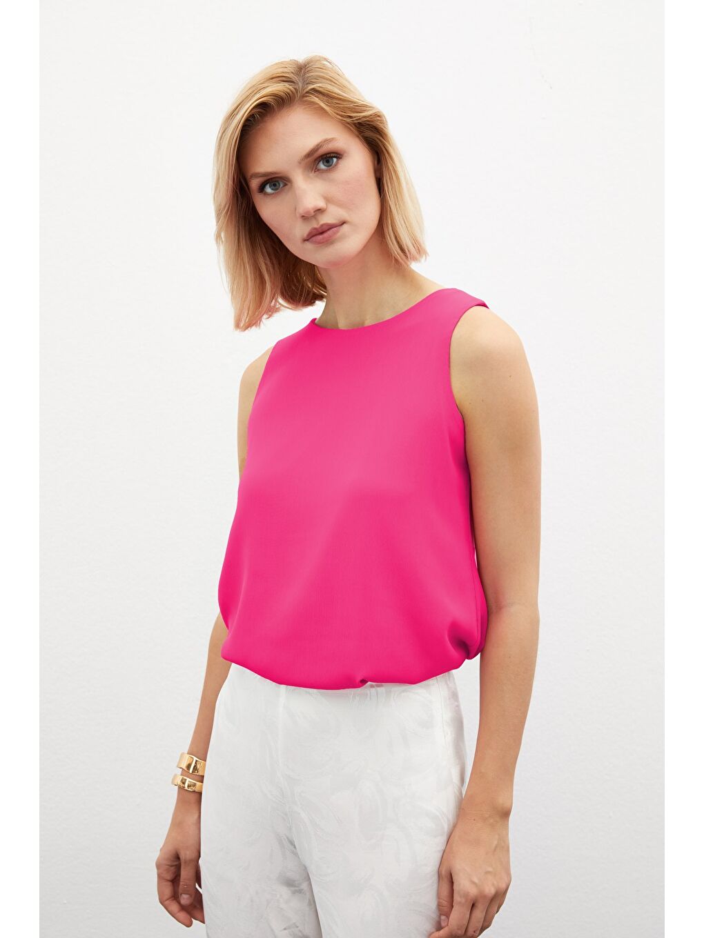Kolsuz Salaş Bluz - Fuşya-2