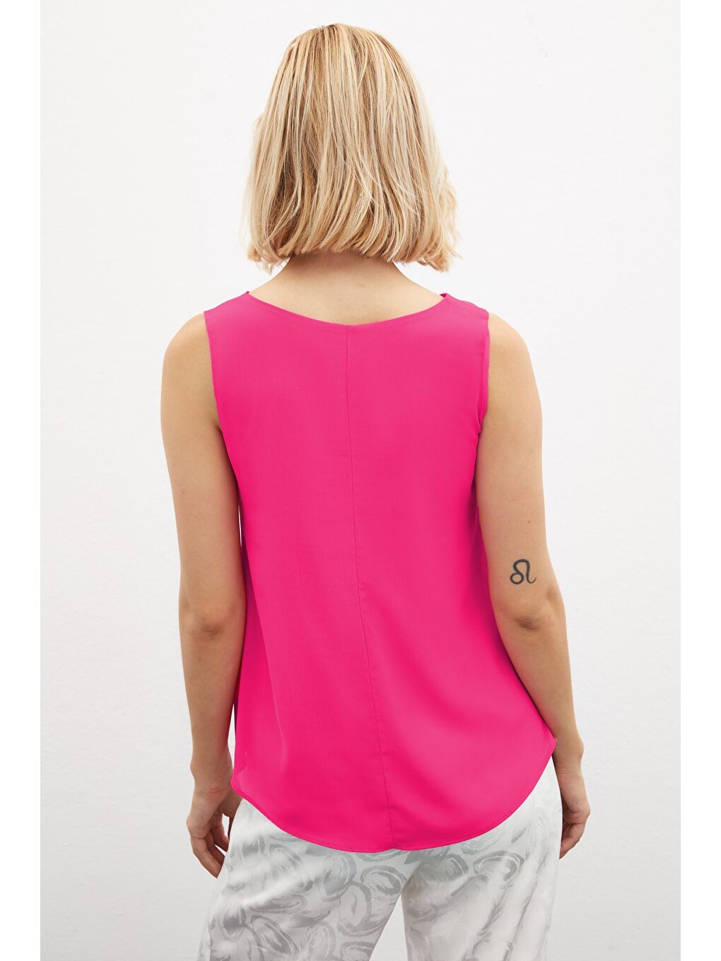 Kolsuz Salaş Bluz - Fuşya-4