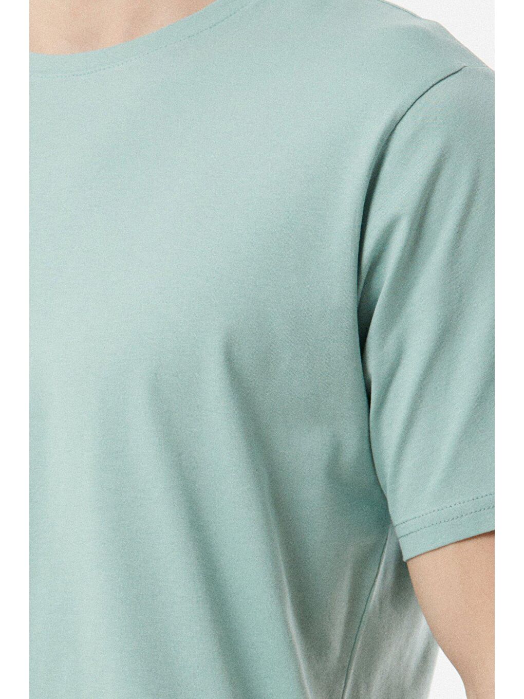 Turkuaz Basic Bisiklet Yaka Tişört-3