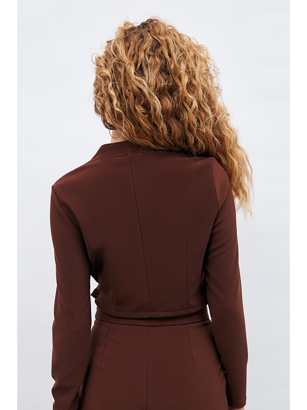 Kahverengi Düğme Detaylı Bluz - Kahve-6