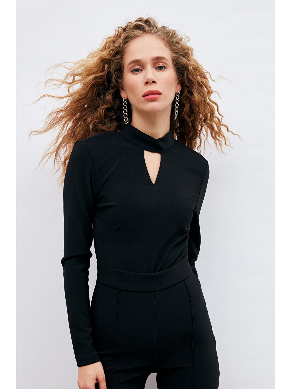Sırt Detaylı Bodysuit Bluz - Siyah-3