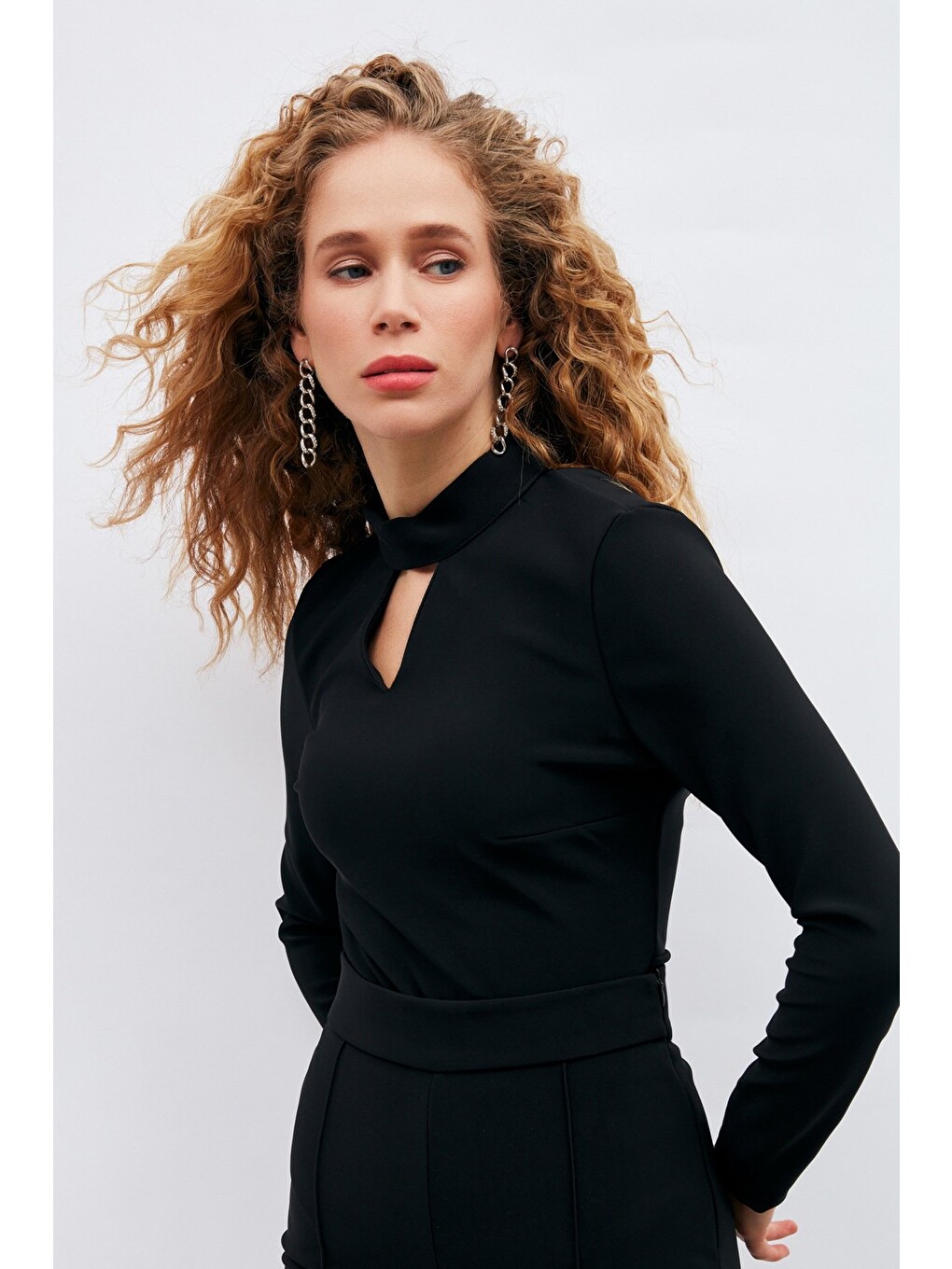 Sırt Detaylı Bodysuit Bluz - Siyah-5