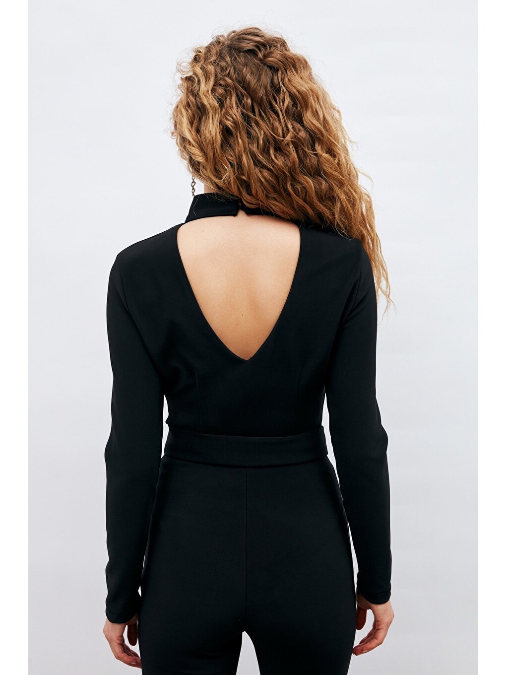 Sırt Detaylı Bodysuit Bluz - Siyah-6