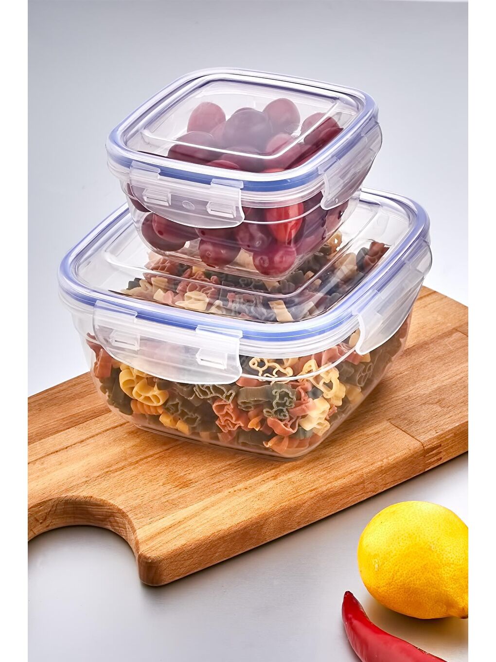 Beyaz Kare Sızdırmaz Vakum Kapaklı 4 Adet Saklama Kabı | Saklama Kap Seti-1