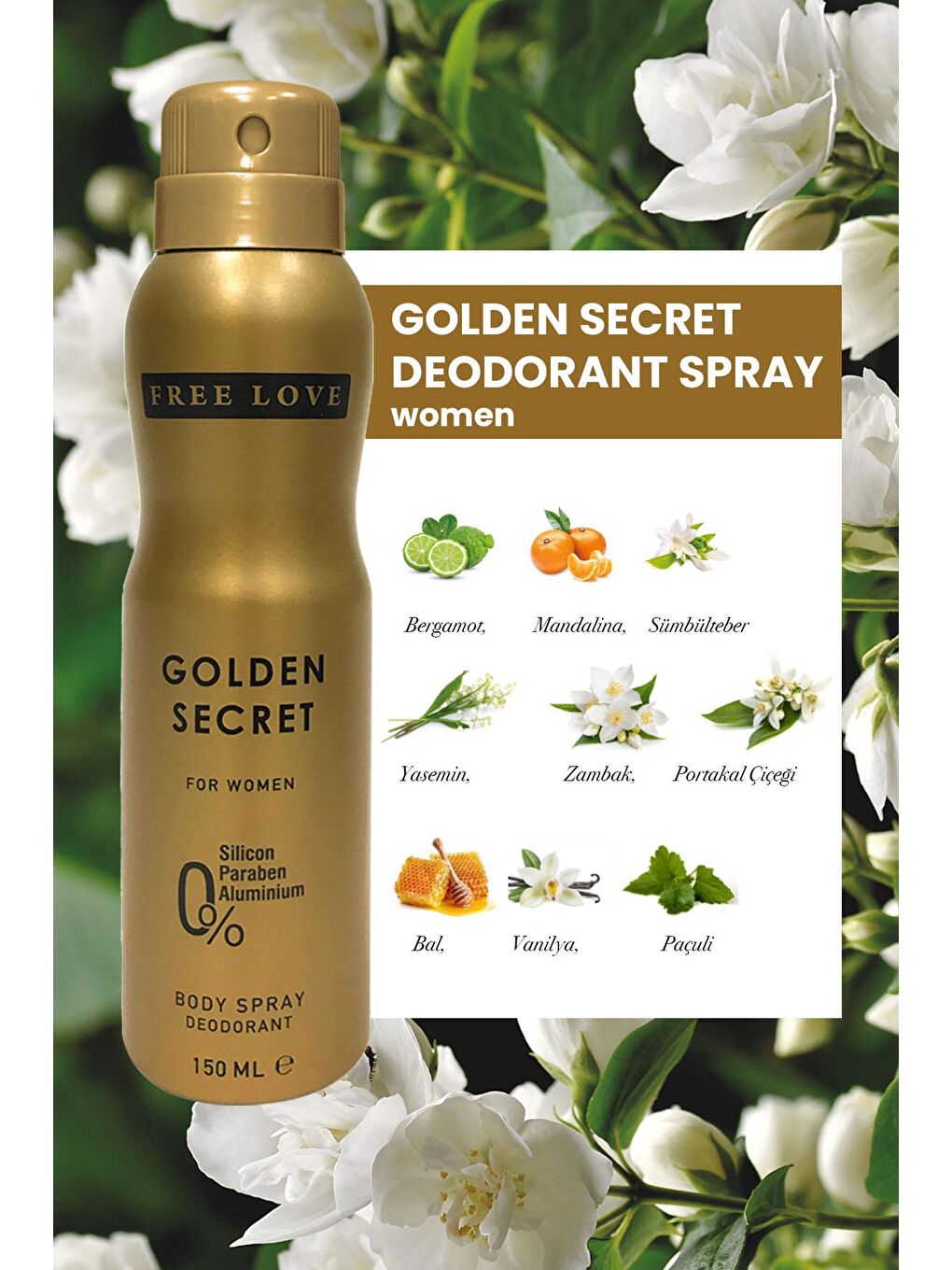 Free Love Karışık Golden Secret EDP Kadın Parfüm 100 ml ve Deodorant 150 ml - 2