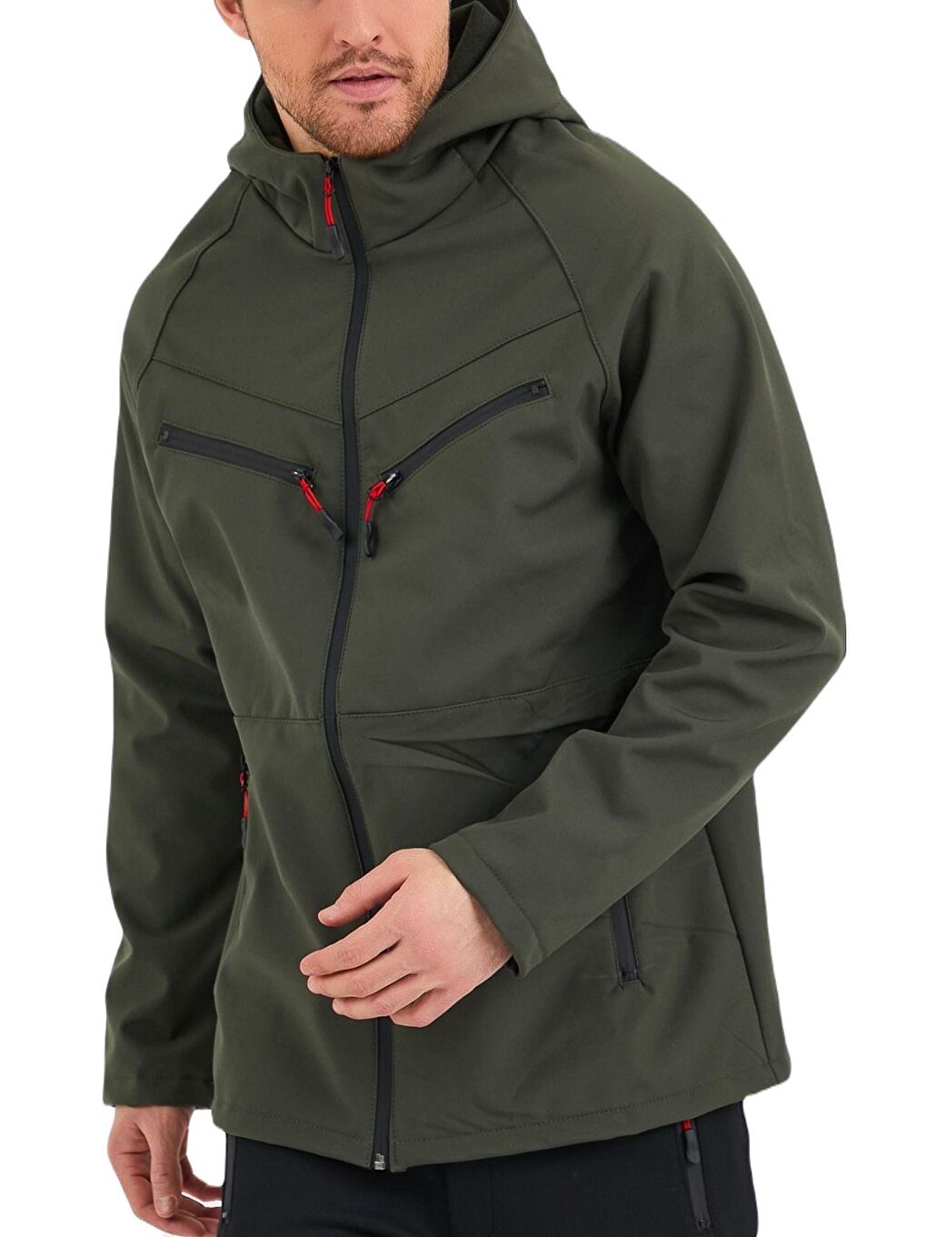 GENIUS STORE Haki Store Erkek Içi Polarlı Su Ve Rüzgar Geçirmez Softshell Spor Mont 4 Cepli Outdoor Mont