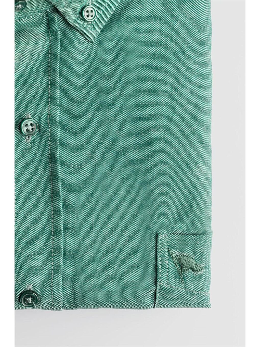 Yeşil Düğmeli Yaka Erkek Büyük Beden Gömlek-2
