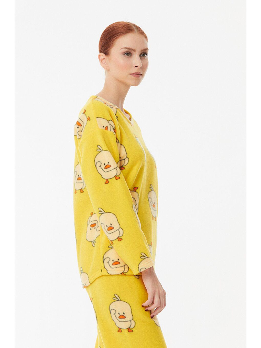 Sarı Civciv Baskılı Polar Pijama Takımı-2