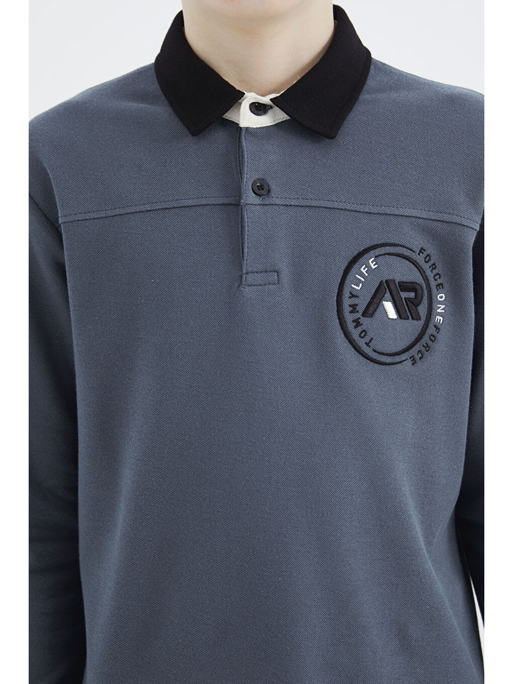 Orman Yeşili Polo Yaka Erkek Çocuk Tişört - 11172-2