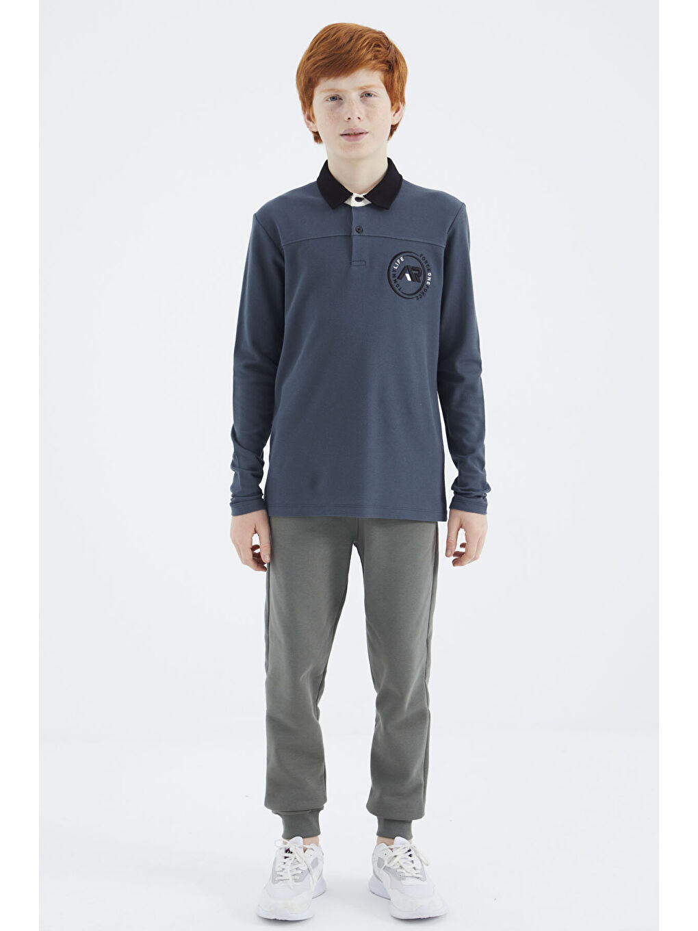 Orman Yeşili Polo Yaka Erkek Çocuk Tişört - 11172-3