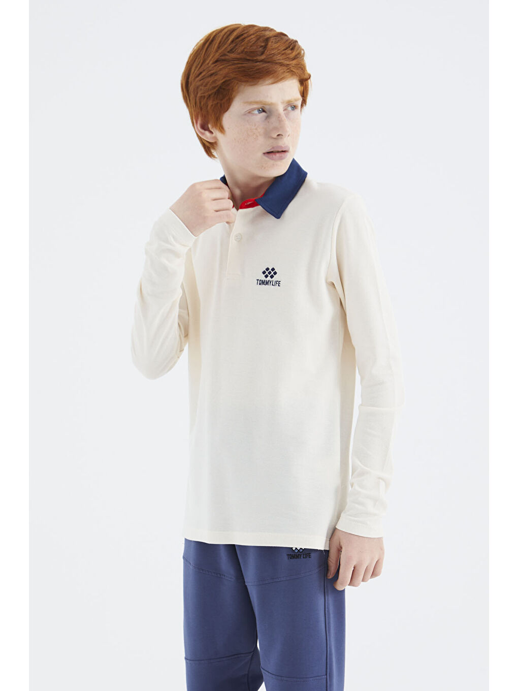 Ekru Polo Yaka Basic Erkek Çocuk Tişört - 11171