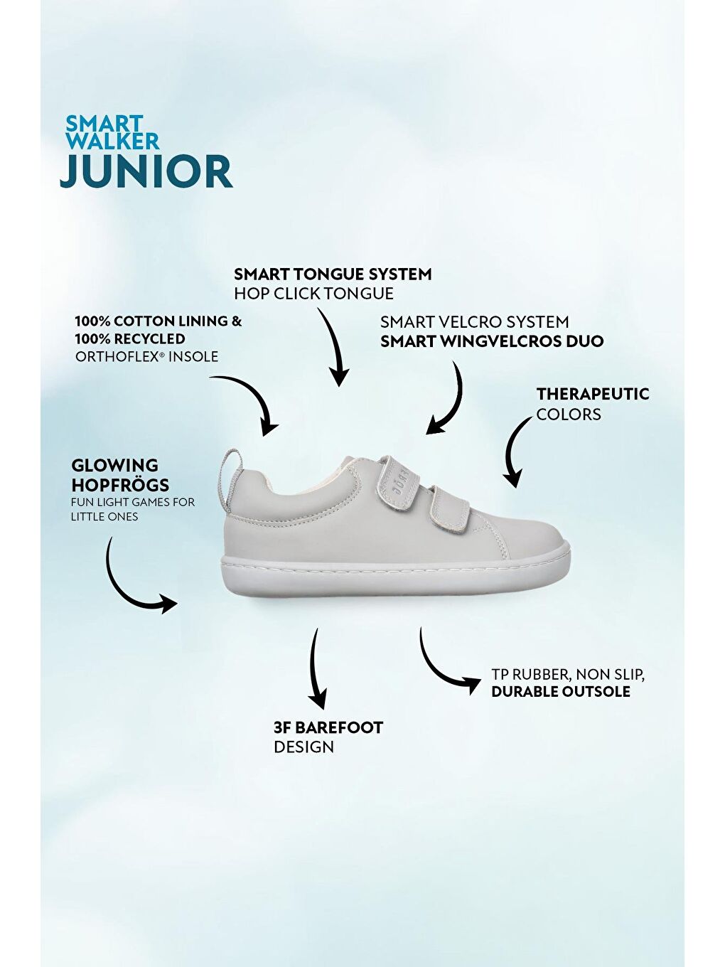 Smart Walker Junior Süper Mat Havalı Gri Barefoot Çocuk Ayakkabı-1