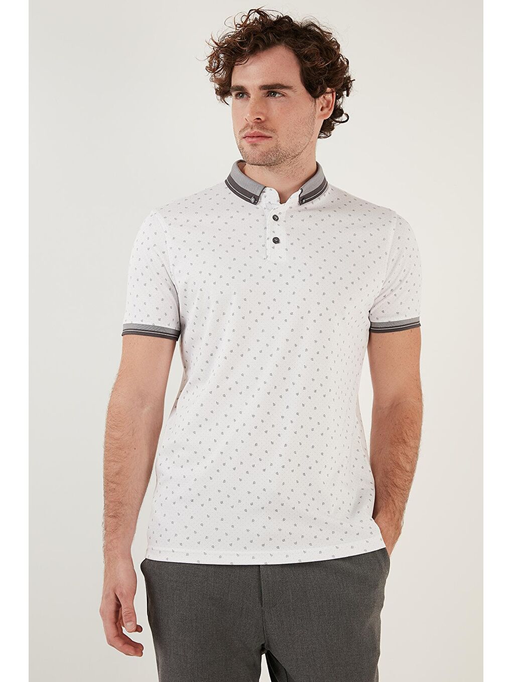 Buratti Beyaz Pamuk Karışımlı Desenli Slim Fit Polo Tişört 646B3250 - 2