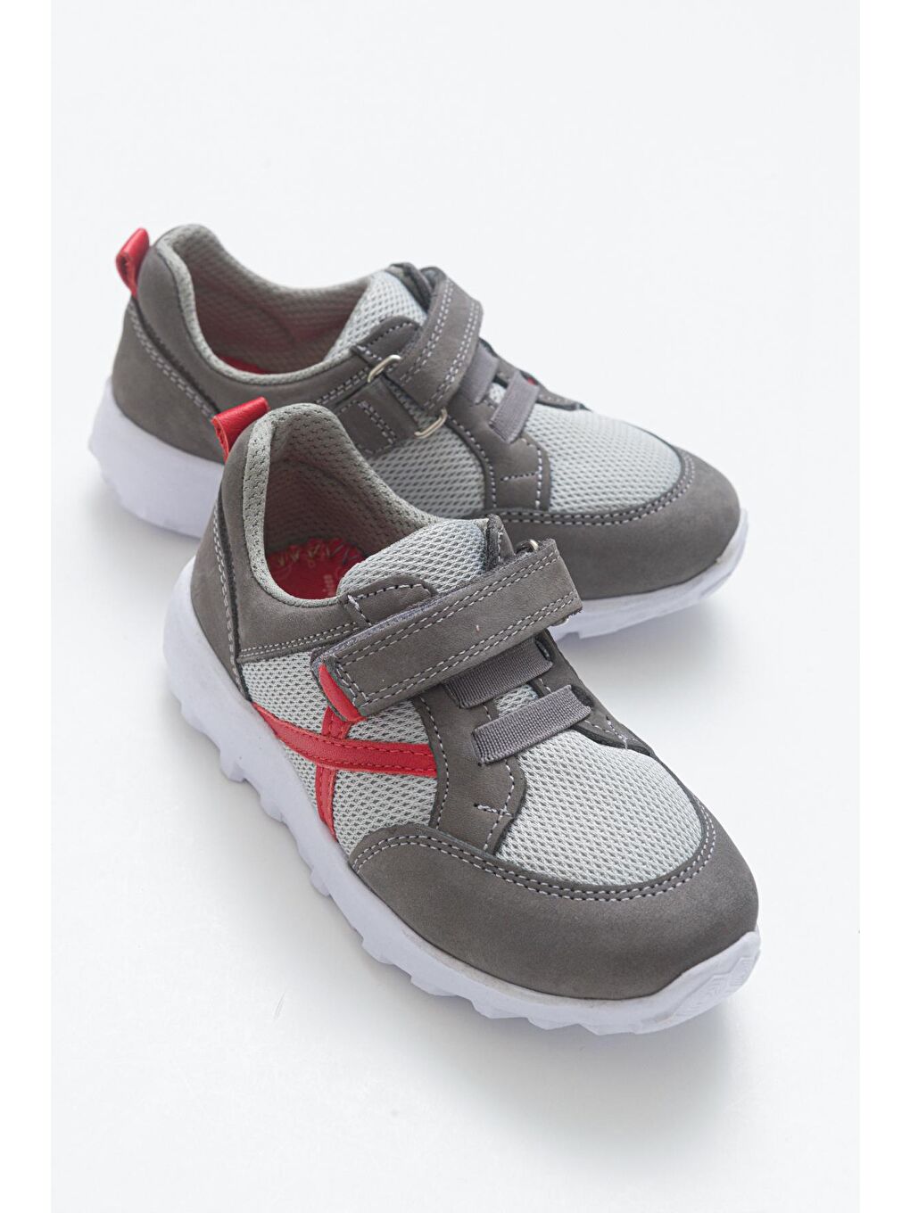 Unisex Çocuk Gri Deri Ortopedik Destekli Spor Ayakkabı-1