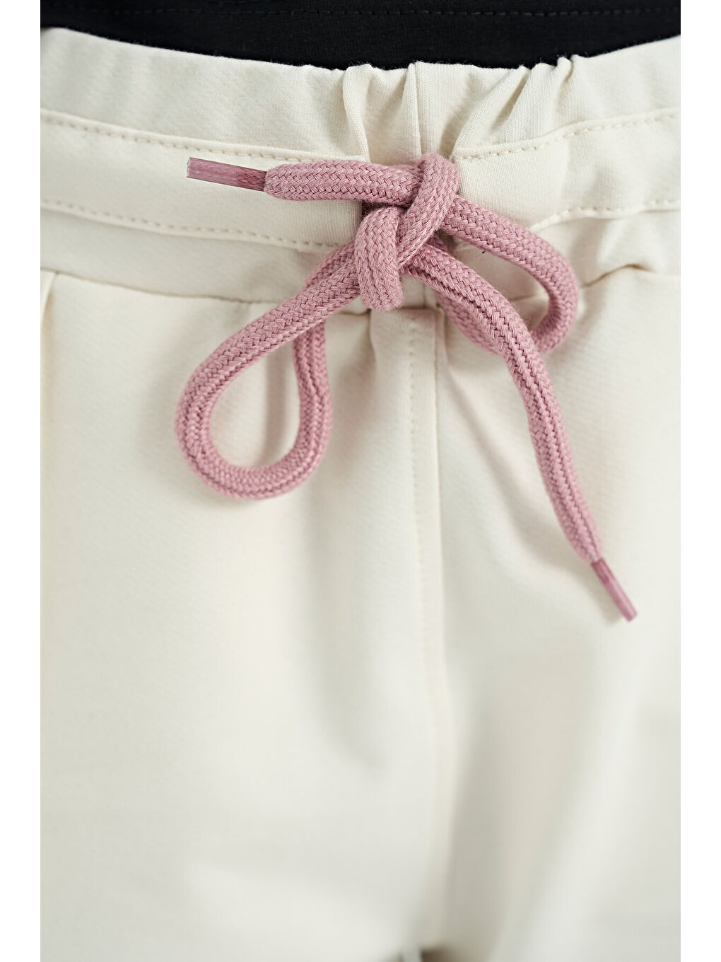 Ekru Yan Bantlı Gizli Fermuar Cep Detaylı Jogger Kız Çocuk Eşofman Alt - 75122-3