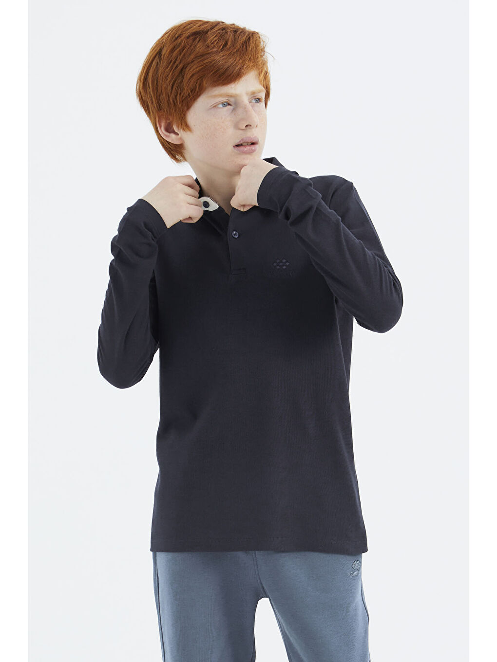 Lacivert Polo Yaka Basic Erkek Çocuk Tişört - 11171-4