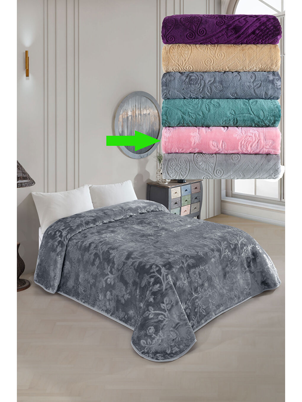 Pembe Royal Touch Lüks Kalın Battaniye 220x240 cm — Yumuşak, Sıcak ve Dayanıklı