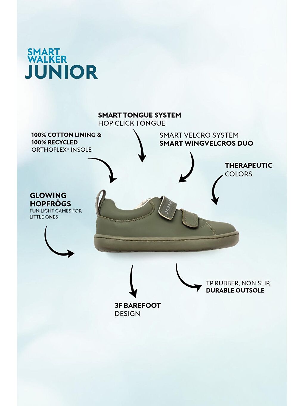 Smart Walker Junior Süper Mat Haki Barefoot Çocuk Ayakkabı-1