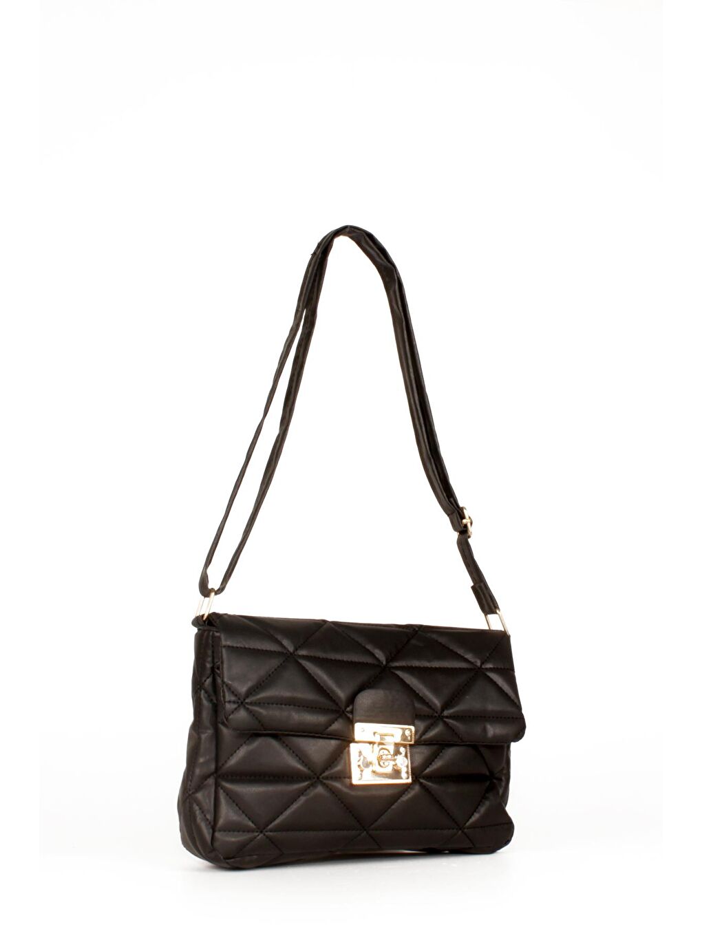 Siyah Kadın Kapitone Yumuşak Dokulu Omuz Çantası (20542)