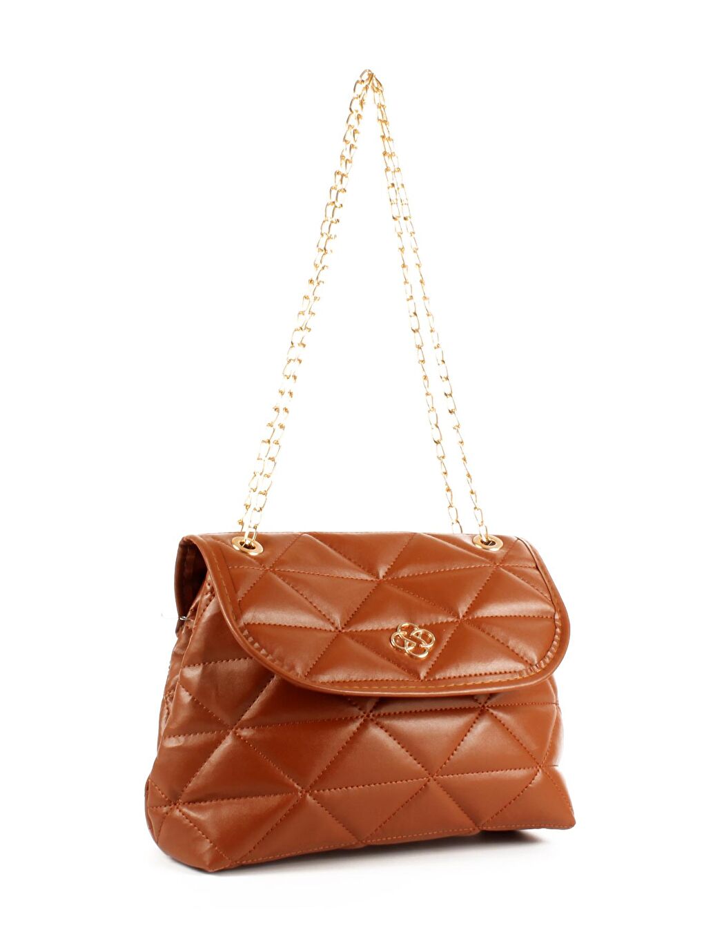 Kahverengi Kadın Kapitoneli İki Bölmeli Zincir Askılı Omuz Çantası (20539)-1