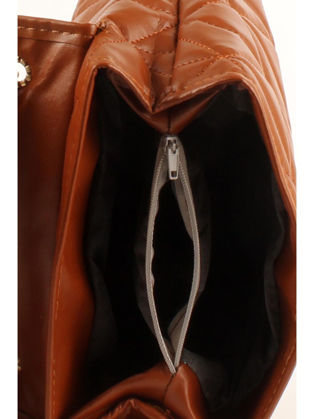 Kahverengi Kadın Kapitoneli İki Bölmeli Zincir Askılı Omuz Çantası (20539)-2