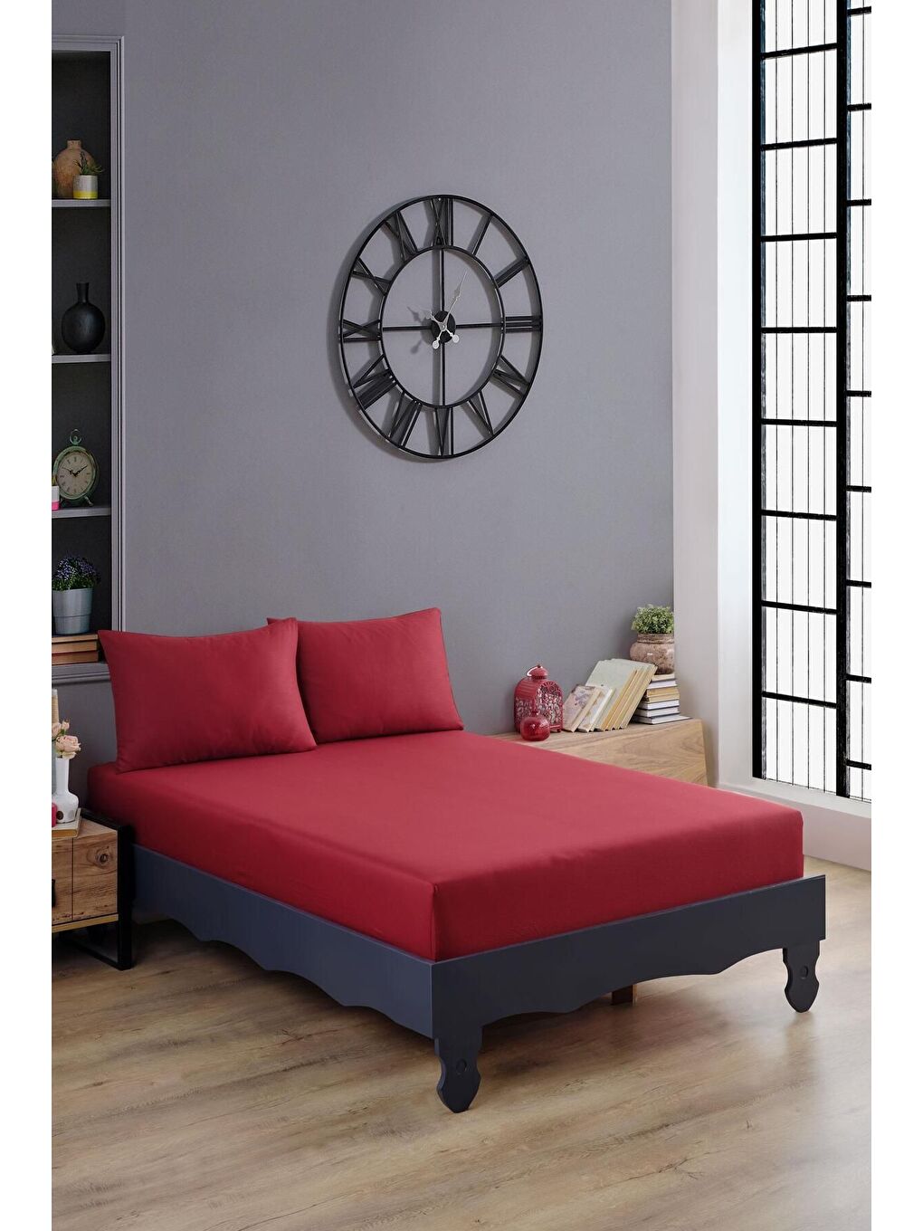 Ranforce %100 Pamuk Çarşaf Takımı Kırmızı 100x200 cm