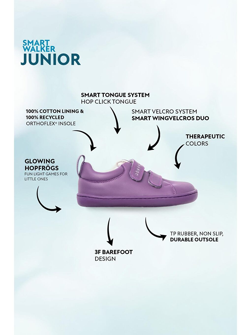 Smart Walker Junior Mor Işık Barefoot Çocuk Ayakkabı-1