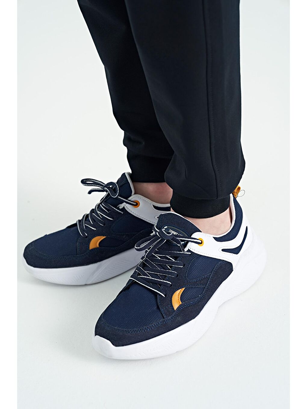 Lacivert Yan Baskılı Fermuar Cepli Standart Kalıp Jogger Erkek Çocuk Eşofman Alt - 11057-4