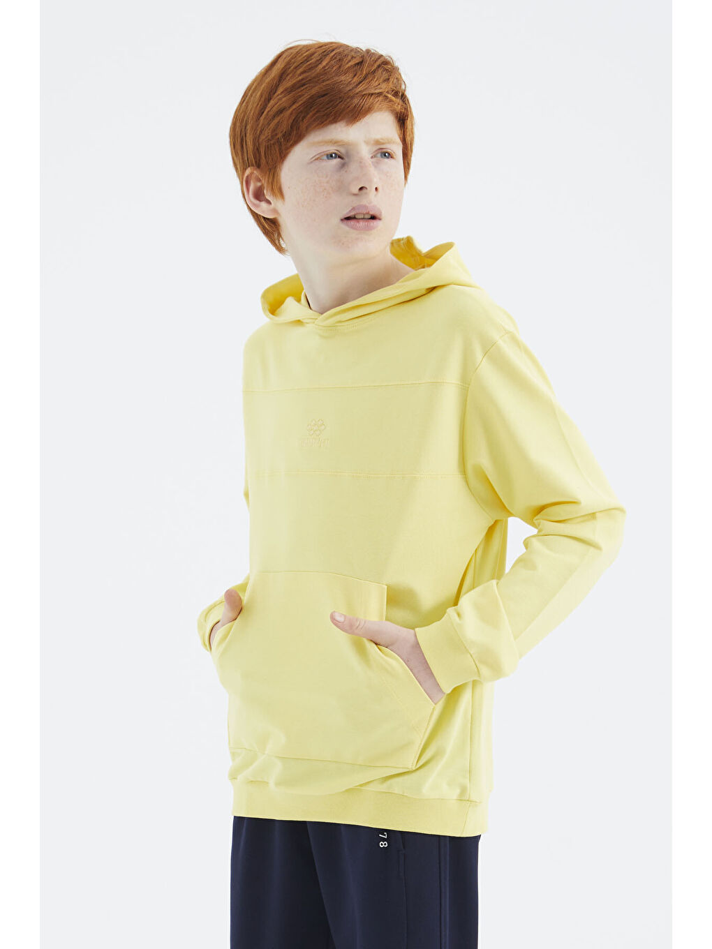 Sarı Kapüşonlu Basic Erkek Çocuk Sweatshirt - 11181