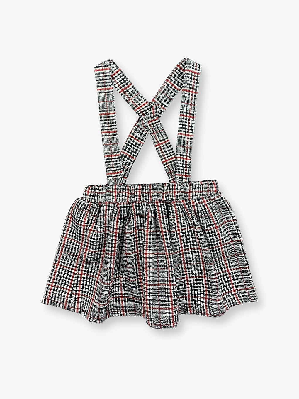 Ekru Bisiklet Yaka Uzun Kollu Kız Bebek Tişört ve Salopet Etek 2'li Takım-1